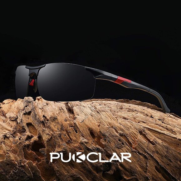 Mens Gray Lens Al-Mg Metal Frame Polarized Fishing Cycling Golf Goggles - Picture 4 of 8